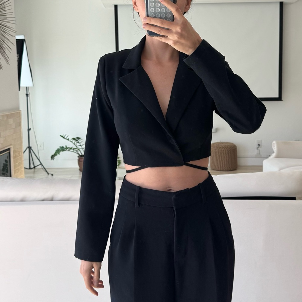 Cropped wrap blazer. Perfect for holidays